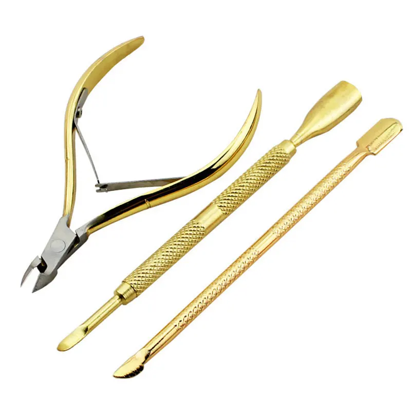 Stainless Steel Nail Cuticle Scissor Gold Cuticle Pushers Nail Clipper
