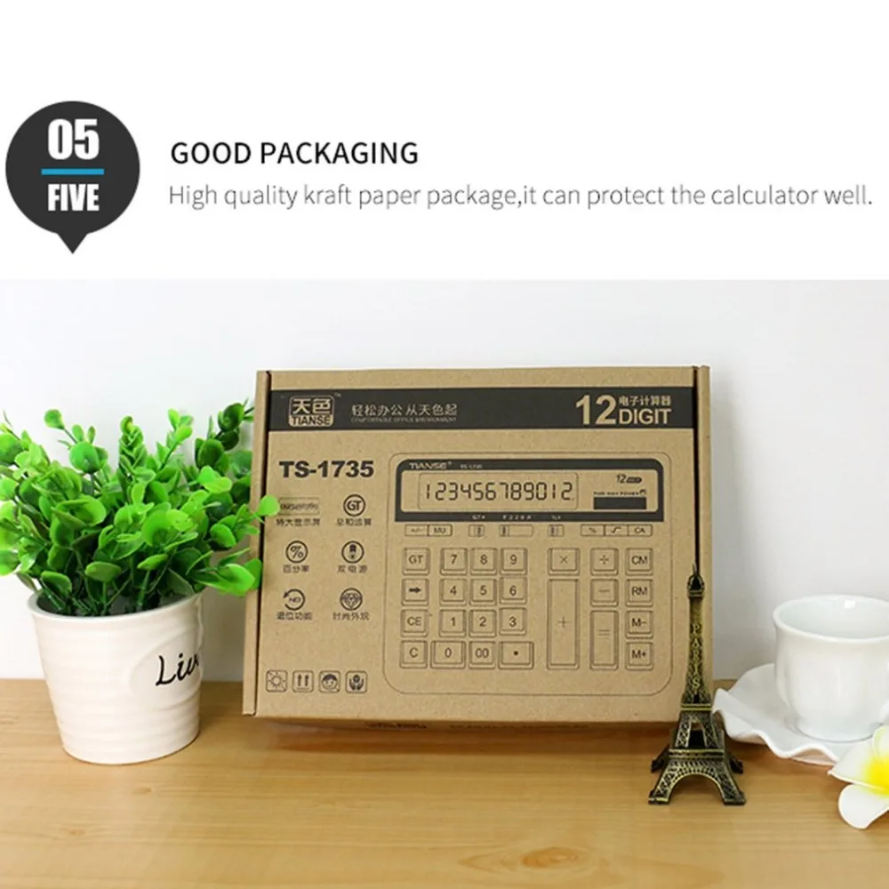 TIANSE متعددة الوظائف آلة حاسبة إلكترونية لا حاجة البطارية الشمسية الطاقة 12 شاشة ديجيتال الأعمال المحاسبة الحياة اليومية TIANSE متعددة الوظائف آلة حاسبة إلكترونية لا حاجة البطارية الشمسية الطاقة 12 شاشة ديجيتال الأعمال المحاسبة الحياة اليومية