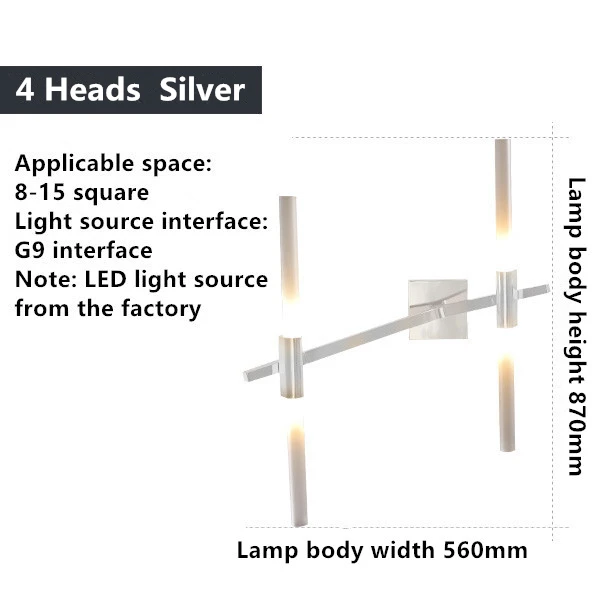 Современный светодиодный бра для гостиной, скандинавские светильники, лофт освещение, настенные светильники для спальни, новинка, домашний декор, настенный светильник - Цвет абажура: 4 Heads  Silver