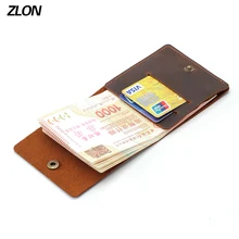 Zlon простой Crazy Horse Натуральная кожа модный мужской зажим для денег Тонкий Двойные кошельки ID Кредитная карта Повседневный Кошелек кофе Q350
