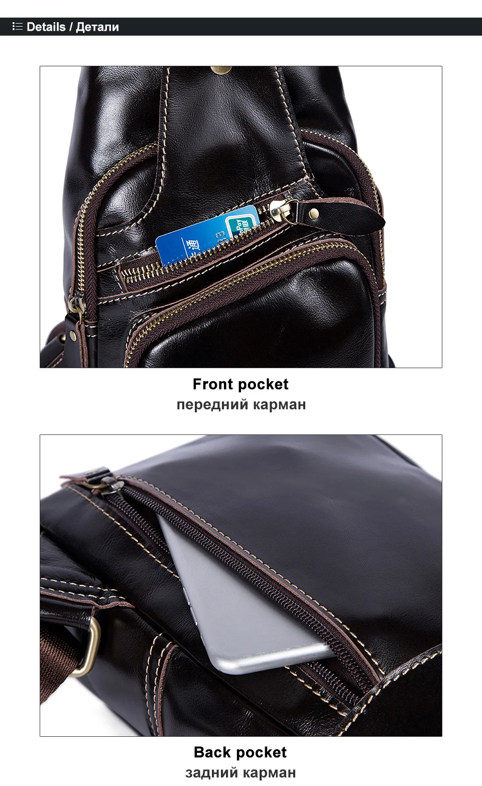 couro genuíno sling saco de bolso masculino