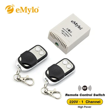 

eMylo AC220V 30A Wireless Switch, Learning Remote Control Light Black&White Transmitter+ Receiver 1-Channel One Relay 433Mhz