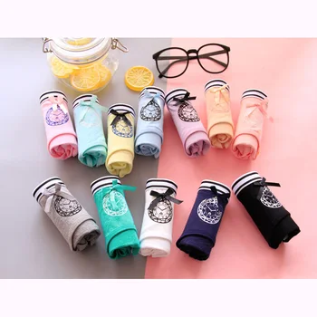 

2019 Girls Underwear 6pc/lot lovely 95% cotton panties Bow Low Waist Briefs Young Girl teenagers Pants children students clock