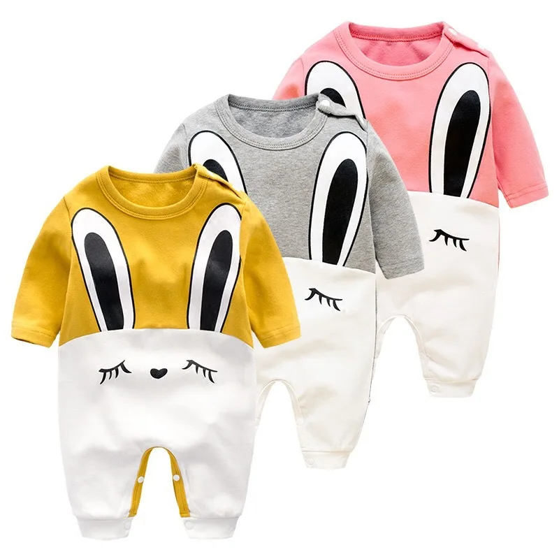 

Autumn kids long sleeve rompers fashion kids casual clothes children's printed cartoon rabbit cotton jumpers overall 17S907
