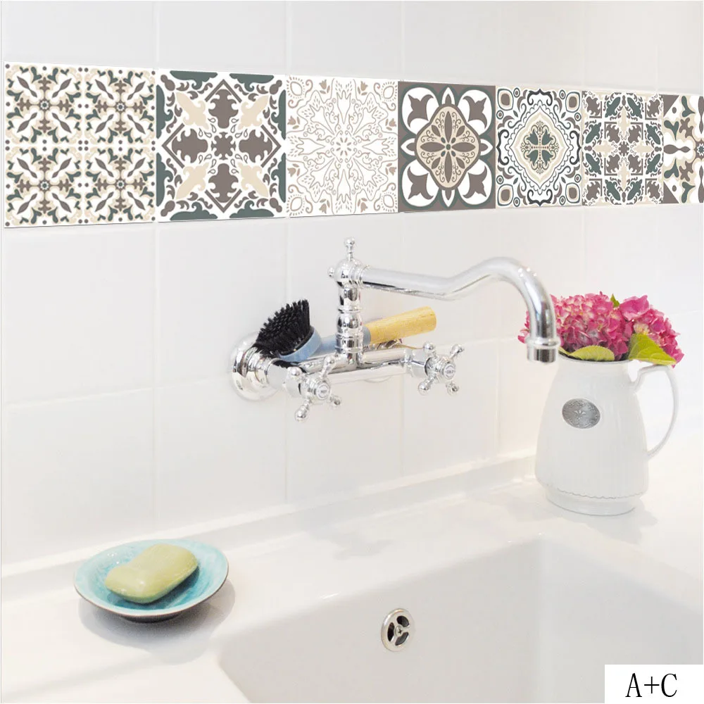 Arabic Retro Tile Stickers For Kitchen Bathroom PVC Self Adhesive Wall Stickers Living Room DIY Decor Wallpaper Waterproof Decal Arabic Retro Tile Stickers For Kitchen Bathroom PVC Self Adhesive Wall Stickers Living Room DIY Decor Wallpaper Waterproof Decal