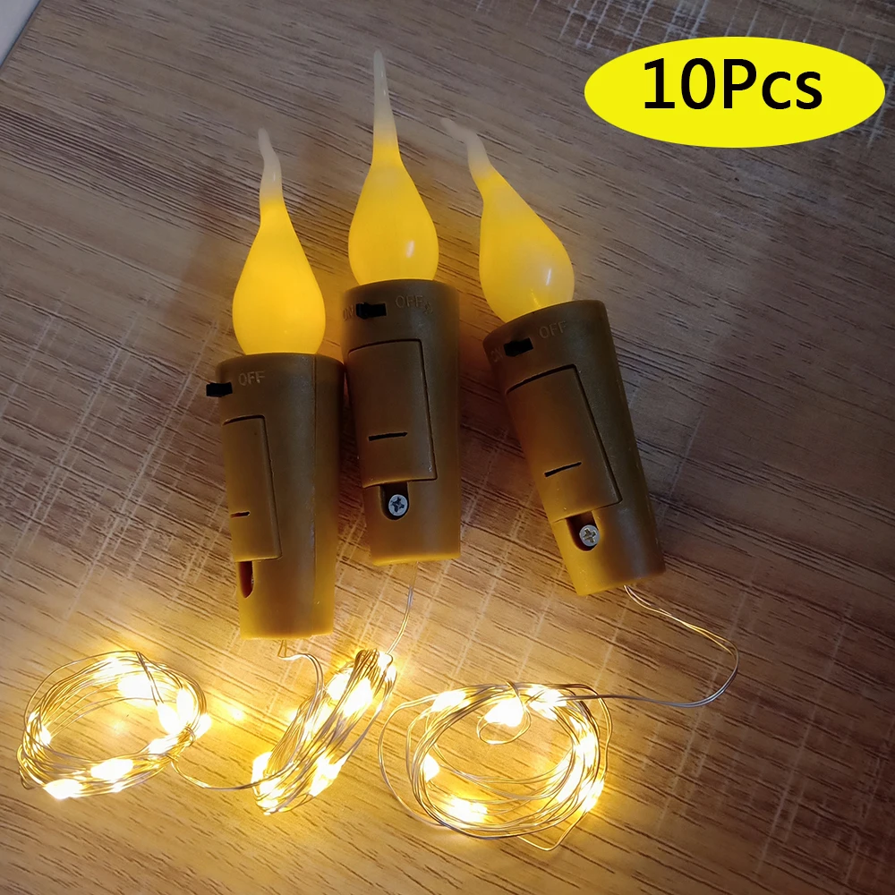 

10/20 LED Wine Bottle Cork String Lights Candle Flameless Tealight Romantic Christmas Halloween Party Wedding Decoration Lamps