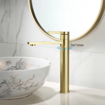 

Onyzpily Basin Faucet Nickle Golden Brass Cold and hot water faucet 360° Rotatefor bronze washbasin