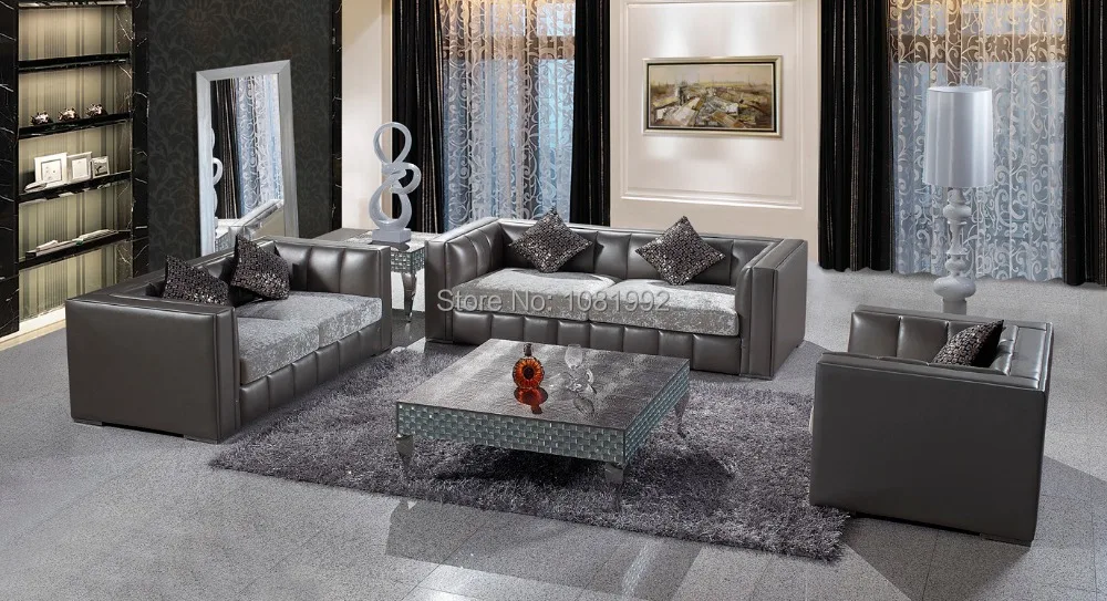 Buy full italy top grade cow leather sofa,modern sofa with fabric cushions