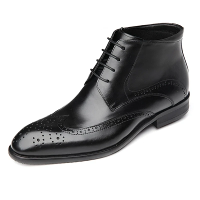 Новые популярные модные высокое качество Классические ботинки из натуральной кожи; удобные туфли на шнуровке обувь с заостренным носком - Цвет: black