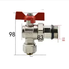 DN25 G " BSPP Мужской посадка 16/20 мм ID/OD pex труба Никель никелированная латунь угловой шаровой кран с красной ручкой для воды Mainfold