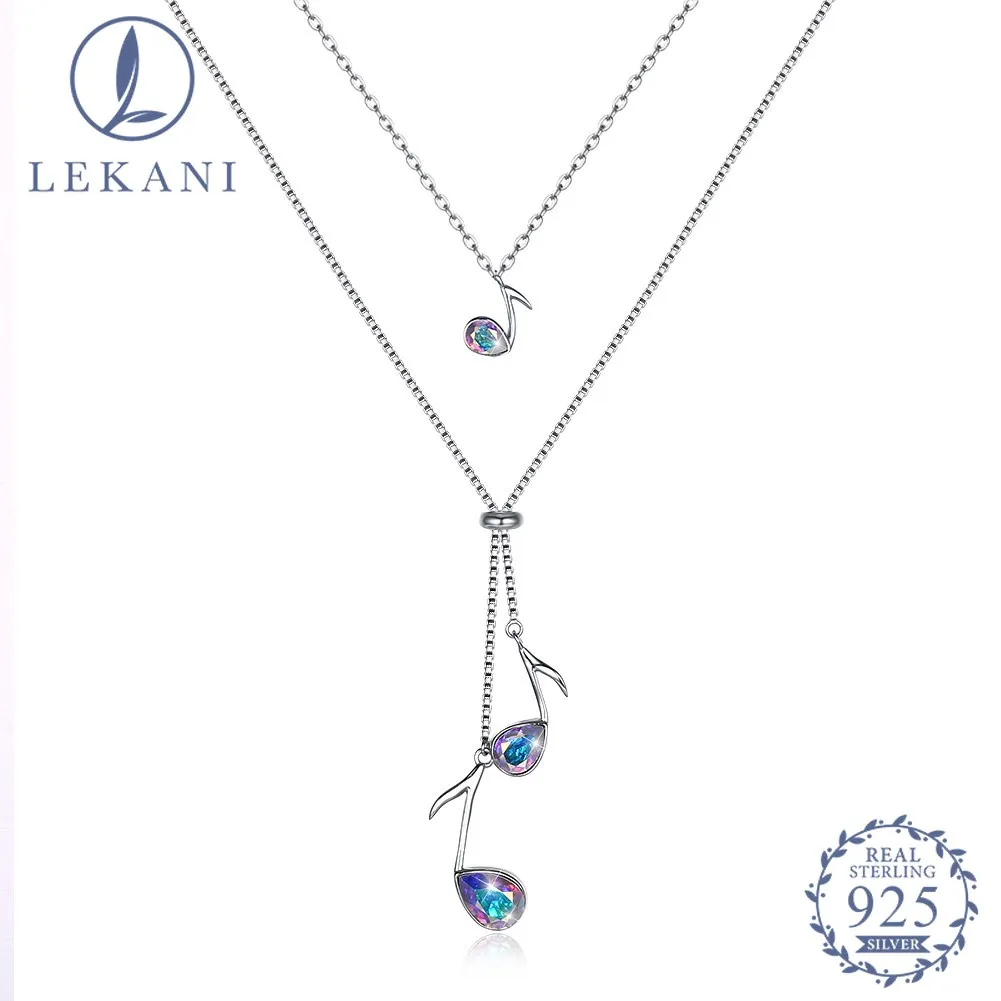 

LEKANI Crystal From Swarovski 925 Sterling Silver Necklace Fashion Personality Notes Fegures Pendant Necklace Fine Jewelry