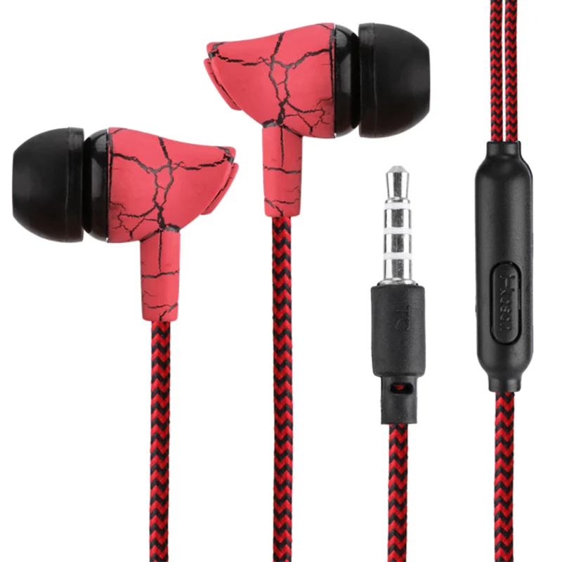 Wired 3.5mm Crack Earphone Fashion Design Nylon Braided Cloth Rope