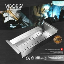 VIBORG Deluxe 420x185x80mm SUS304 Stainless Steel Lead-free Kitchen Sink Rinse Draining Basket Rack Strainer