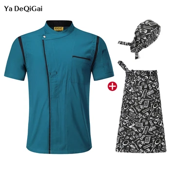 

Unisex Chef Restaurant uniform High Quality Hotel kitchen Short Sleeve Work clothes Breathable Thin chef Jackets M-4XL chef pant