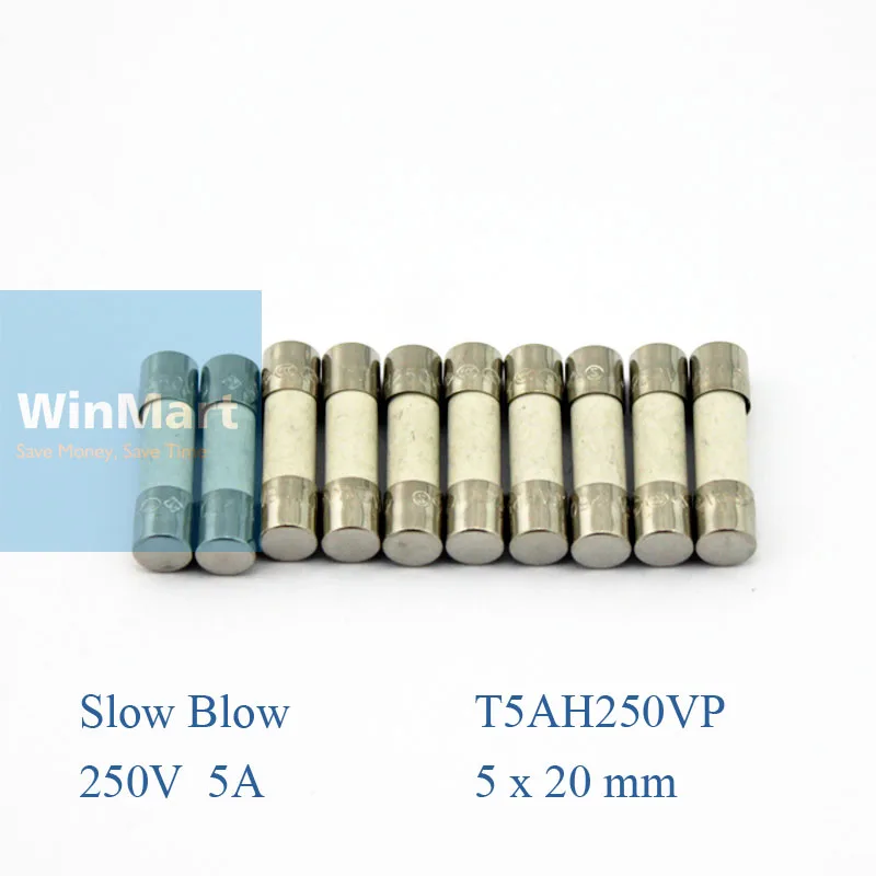 10 pieces 250V 5A Slow Blow 5x20mm Ceramic Tube Fusesin Fuses from