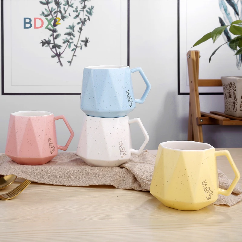 Креативная керамическая кружка с бриллиантами, кофейная чашка, чайная молочная чашка для офиса, Студенческая, деловая, розовая, белая, синяя, Желтая Чашка для воды