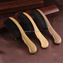 Бутик зеленый сандаловое дерево и бык рога сплайсированные гребень деревянный зеленый Macassar изысканный ремесло чистый подарок ручной работы 20 шт./партия