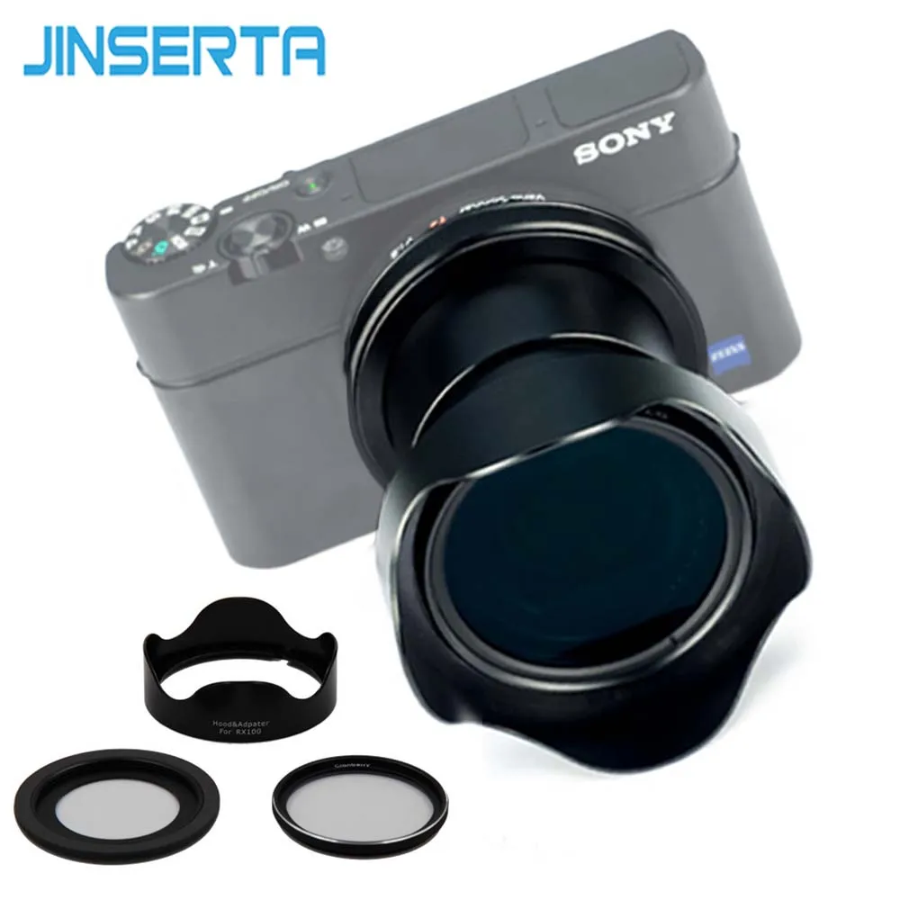 JINSERTA 46mm UV Filter + Lens Hood + Adapter Ring for Sony RX100 M6