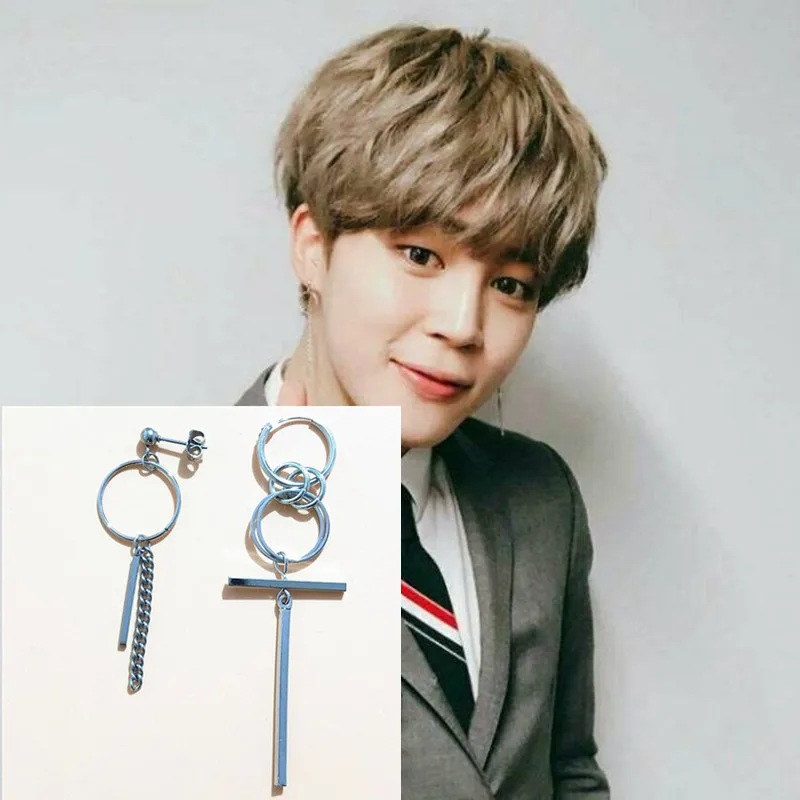 1 пара аксессуаров JIMIN серьги KPOP корейские модные серьги Bangtan ювелирные изделия для мальчиков мужская и женская серьга