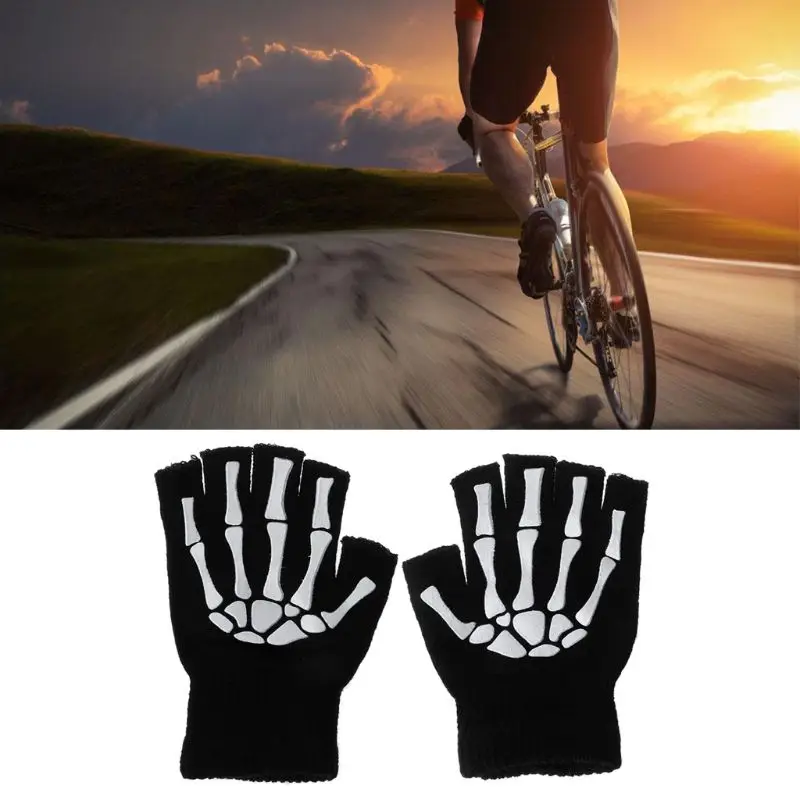 Cycling Gloves Kids Outdoor Sports Bicycle Half Finger Skeleton Soft Protective For cycling hiking skating Gift