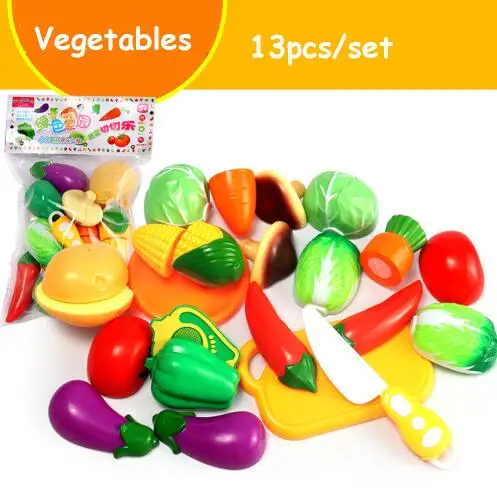 13 шт./компл. ролевых игр Кухня игрушки Еда фруктов, овощей, очистки кожуры игрушки Пластик миниатюрный Еда для куклы Подарки для детей - Цвет: 13pcs Vagetable Set