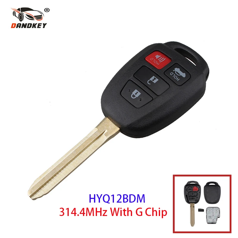 Dandkey 4 кнопки ключ без ключа для Toyota Camry 2012 2013 2014 2015 2016 2017 HYQ12BDM Fob 314 МГц с G чипом |
