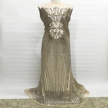 

Tollola Sparkling Sequins Nigerian Champagne Laces Fabrics High Quality African Laces Fabric for Wedding Dress French Tulle Lace