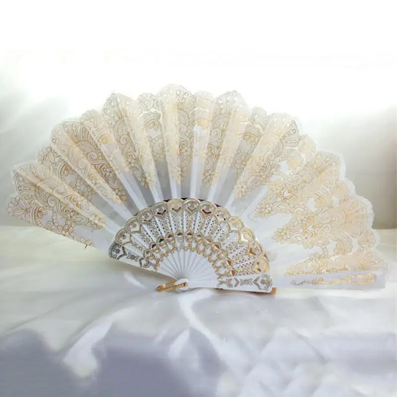 Spanish Style Hand Fan Dance Party Wedding Home Decoration Silk Flower Fan Lady Folding Hand Fans