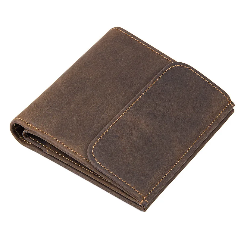 New style Luxury Cowhide Leather Wallets Trendy wallet snap fastener wallet men&#39;s wallet Coin ...