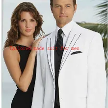 Лидер продаж смокинг для жениха Красный Белый цвета слоновой кости женихов Для мужчин Нарядные Костюмы для свадьбы две кнопки best человек вечерние Для мужчин костюм(куртка+ брюки+ жилет+ галстук