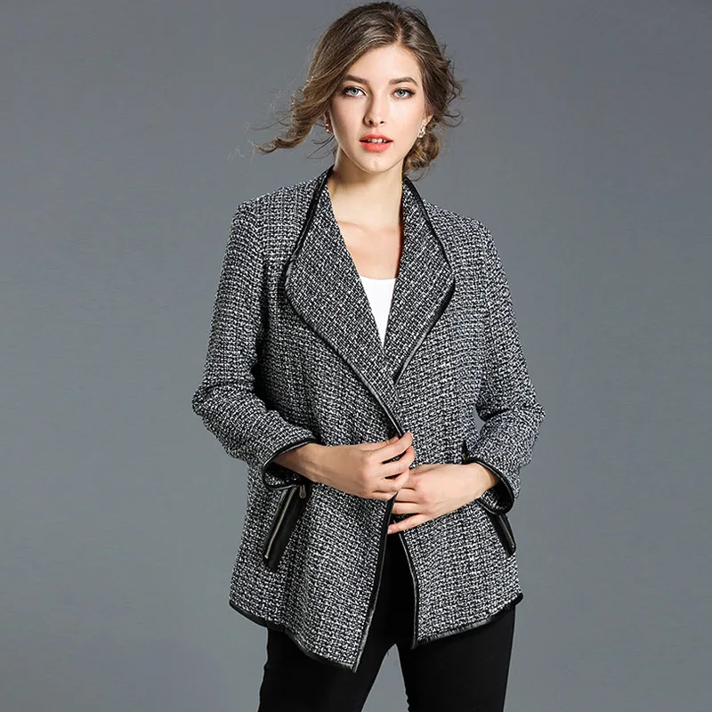 Houndstooth Plaid Small Suit Jacket Female 2018 Spring Jacket Blazer