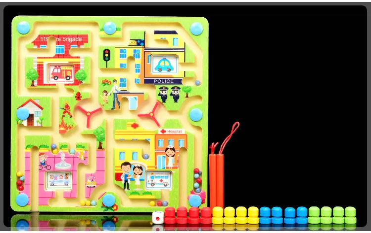 Игрушка два в одном Магнитный лабиринт Летающие шахматы, Детские раннее образование интеллект игрушки, детские напольные игры деревянные