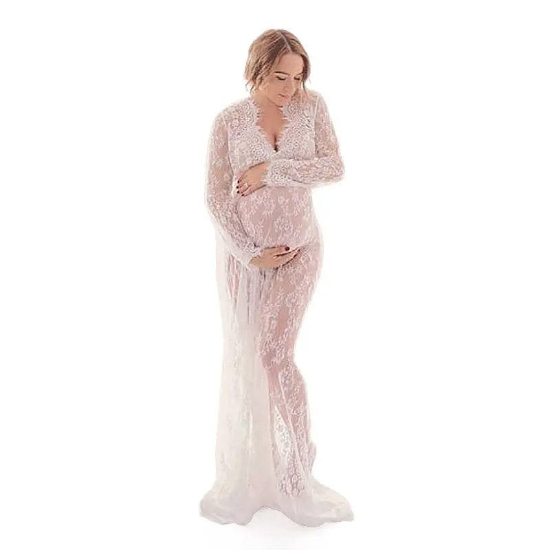 Горячая Распродажа для беременных Подставки для фотографий макси для беременных платье v-образным вырезом кружева платья Беременность