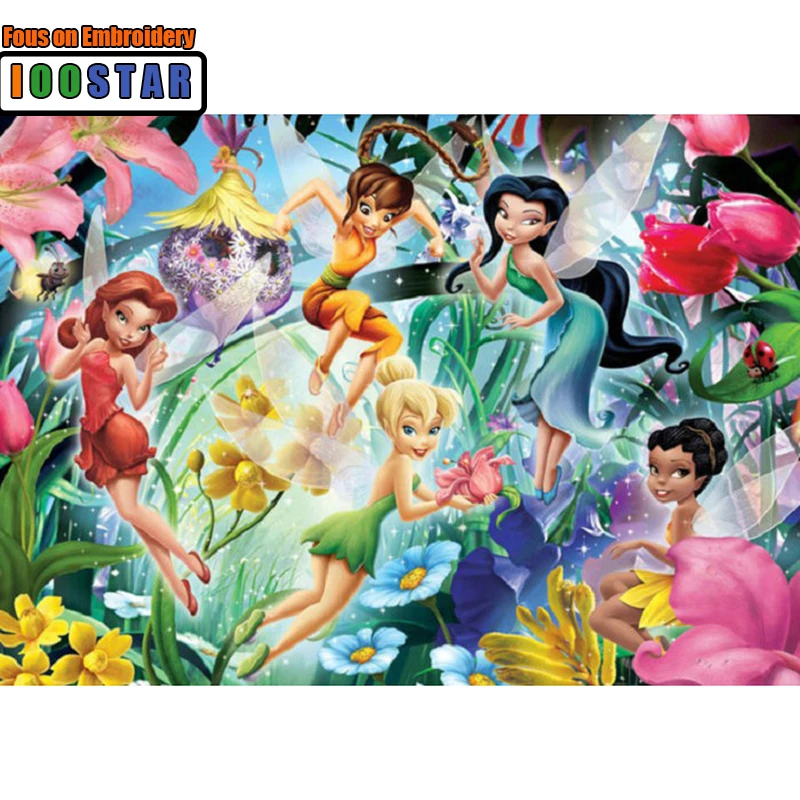 

DIY 5D Diamond Embroidered Cartoon Girl Diamond Cross Stitch Square/Circle Diamond Painting Tinker Bell Mosaic Picture Puzzle