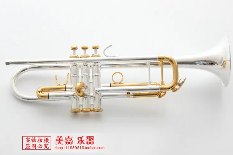 New Bach LT180S-72 Bb Trumpet Instruments Surface Golden Silver Plated Brass Bb Trompeta Professional Musical Instrument
