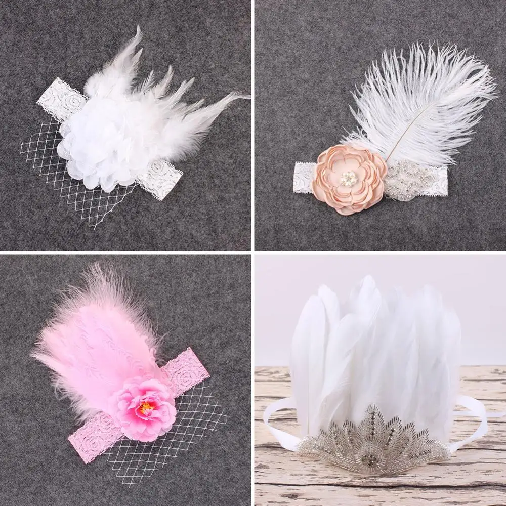 

Kids Baby Toddler Infant Girl Flower Feather Mesh Net Mask Fascinator Headpiece Tea Party Kentucky Derby Headband Photography