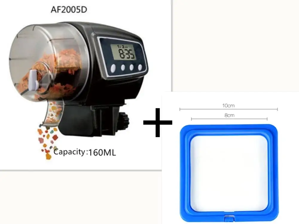 Цифровой светодиодный автоматический аквариум, автоматическая кормушка для рыб, большая емкость, аквариумная кормушка для рыб 65-160 мл - Цвет: AF2005DxRING
