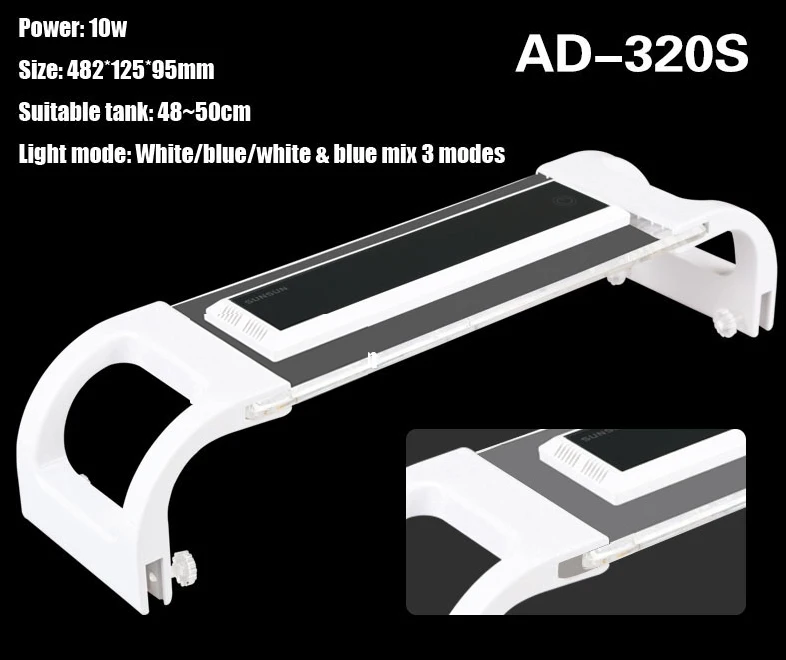 Sunsun светильник ing AD-120 190 200 260 320 светодиодный светильник для аквариума завод рыбы светодиодный светильник с белый и синий цвета
