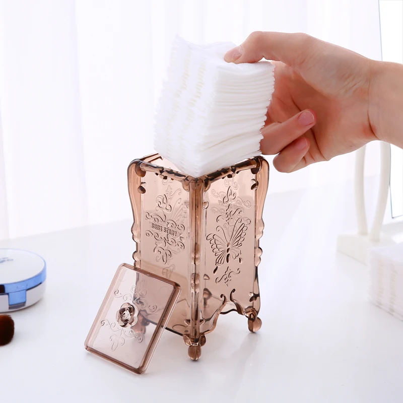 European Butterfly Cosmetic Storage Box Transparent Desktop Makeup Cotton Pad Manicure Beauty Salon Supplies Sundries Organizer