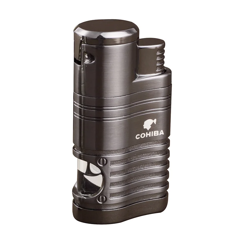 COHIBA мини металлический ветрозащитный Карманный Зажигалка для сигар с 4 струйным