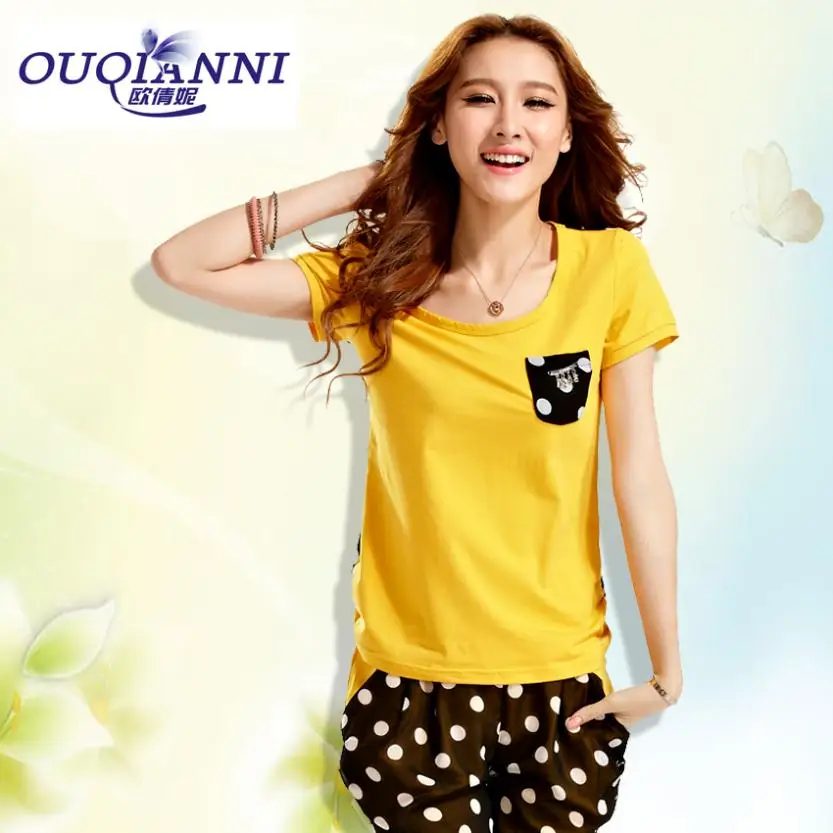 2013 plus size summer short-sleeve capris set sweatshirt casual sports | Женская одежда
