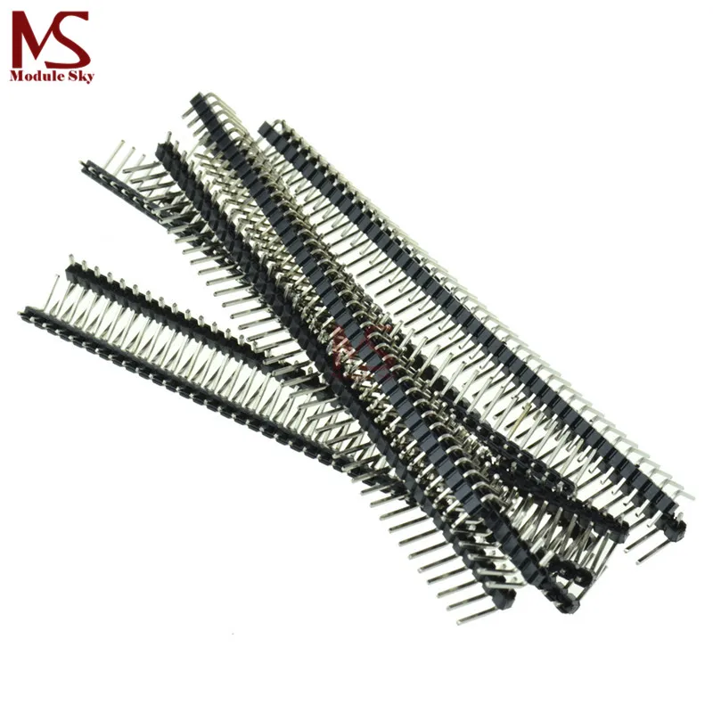 

20pcs 40 Pin 1x40 Single Row Male 2.54mm Breakable Pin Header Right Angle Connector Strip bending