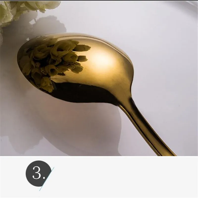 Нержавеющая сталь Золотой Западной Еда Столовая Посуда Столовые приборы Вилы