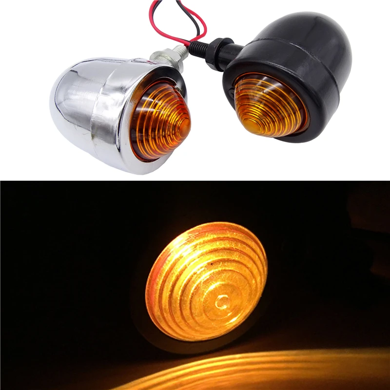 

1 pair Motorcycle Chrome Bullet Turn Signals indicator Light For Harley Kawasaki Honda Suzuki Yamaha Cruiser Chopper Cafe Racer