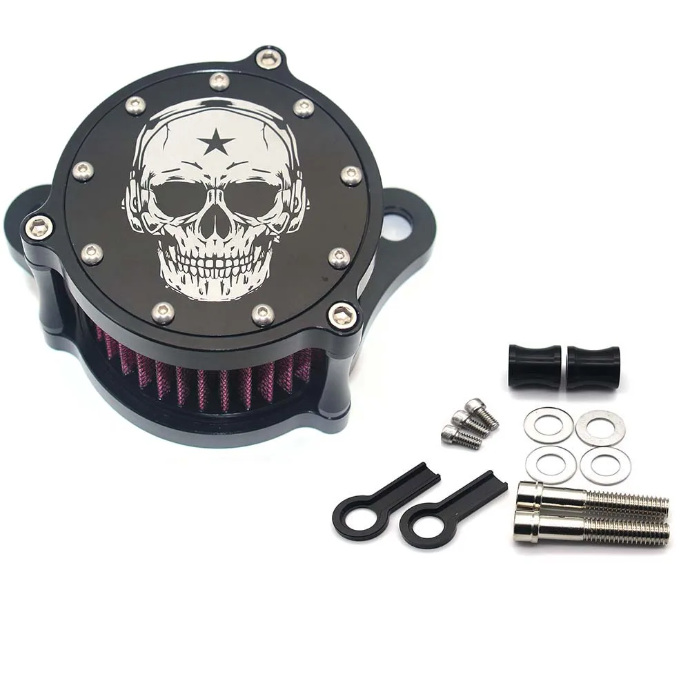 

Motorcycle Punk Style Skull Air Filter Cleaner Intake Filter Cleaning System Kit for Harley Sportster XL1200 Iron 883