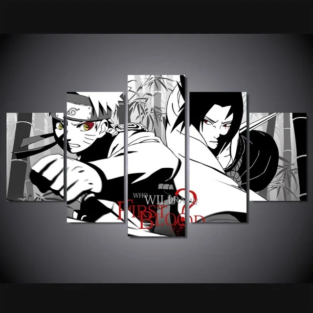 5 Pieces Canvas Painting Anime naruto sasuke Poster Pictures for home