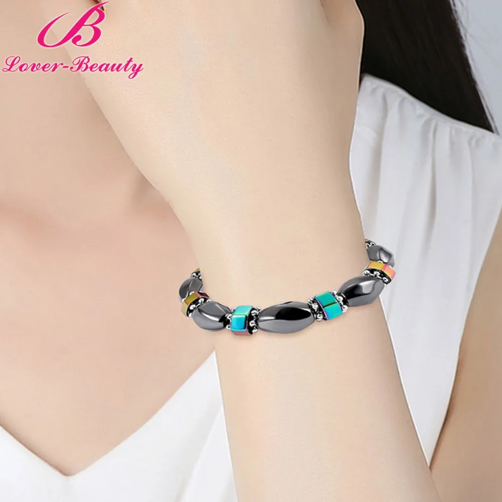 

Lover Beauty Trendy Weight Loss Magnetic Bracelet Black Color Magnet Health Care Therapy Bracelet Promote Blood Circulation -E
