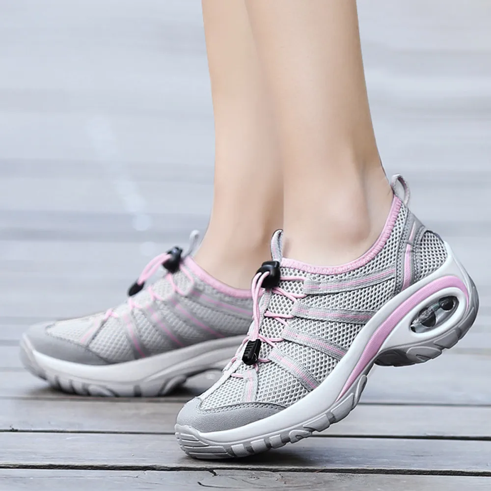 Популярные женские кроссовки; обувь из сетчатого материала, увеличивающая рост; Повседневная дышащая обувь на платформе со шнуровкой; 3 цвета; tenis feminino Zapatos De Mujer