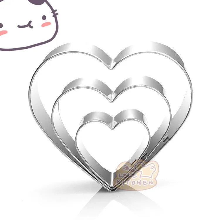 3PCS Baking Valentine's Day Stainless Steel Heart Biscuit Mold Cake heart Cutters | Дом и сад