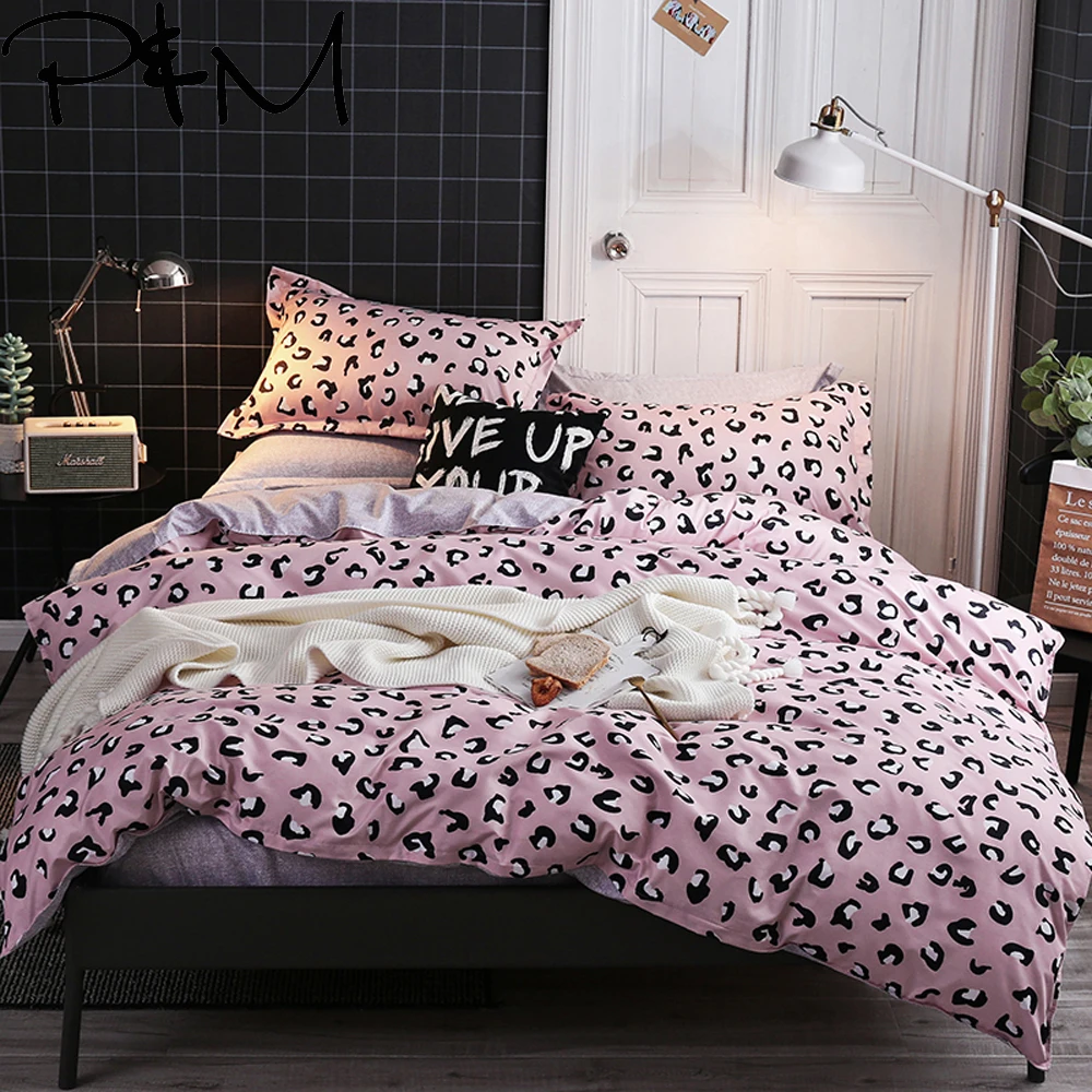 Papa Mima Modern Bedlinens Pink Leopard Print Bedding Set Sheet